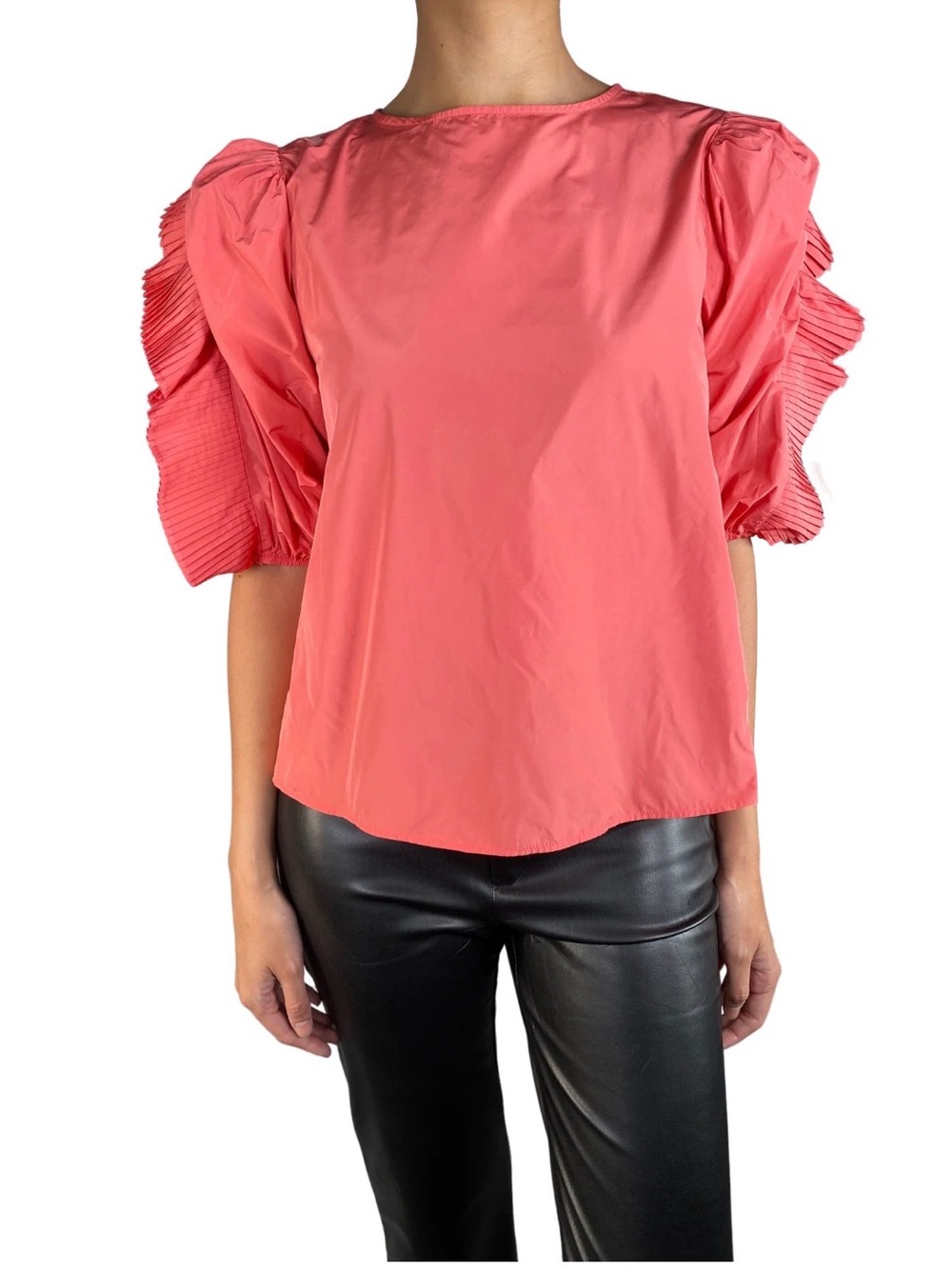 Zara Coral Pink Puff-Sleeve Blouse